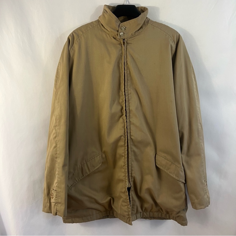 VTG RARE MCGREGOR  Jacket Men Size 44 Long Fur Lined MADE IN USA Range Cloth Tan